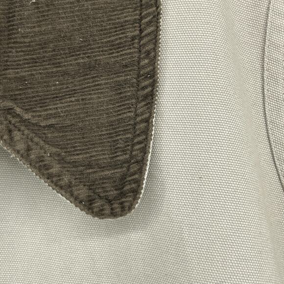 LL BEAN Jacket Mens L Canvas Barn Chore Field Coat Wool Plaid Flannel Lined Gray - Picture 9 of 16